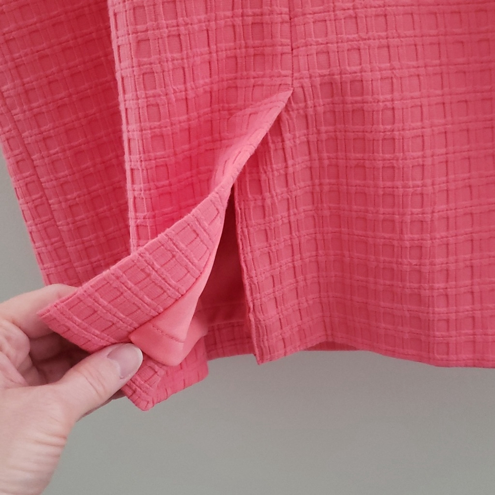 Liz Claiborne Midi Sheath Dress 8 Pink Basketweave Pockets Lined Work Office - Picture 10 of 16